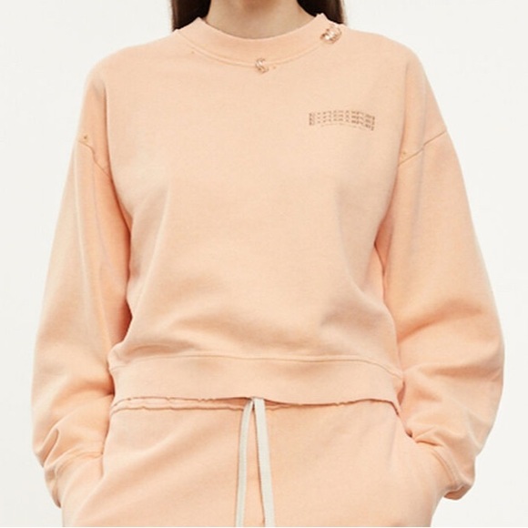 KOOPLES X SPORT FADED ORANGE SWEATSHIRT WITH PIERCING size 0 - Picture 1 of 10